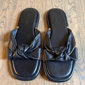 EUC Coach Black Leather Women's Slide Sandals, size 8.
